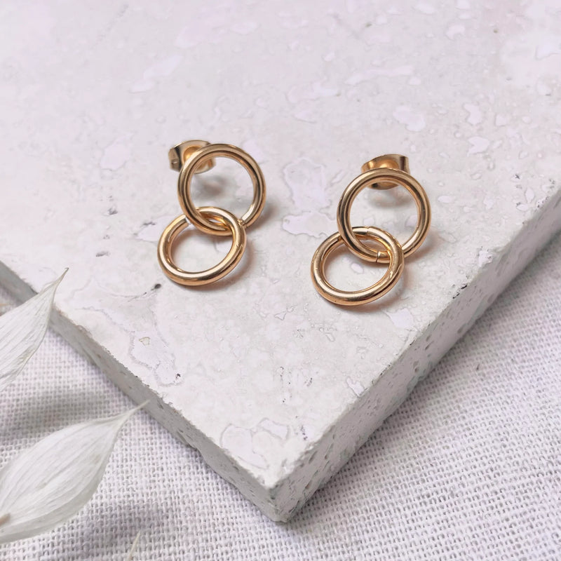 Gold Double Circle Earrings