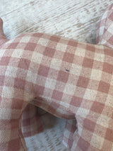 Alimrose Musical Pink Check Dog