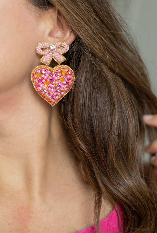 Amore Heart Beaded Earrings