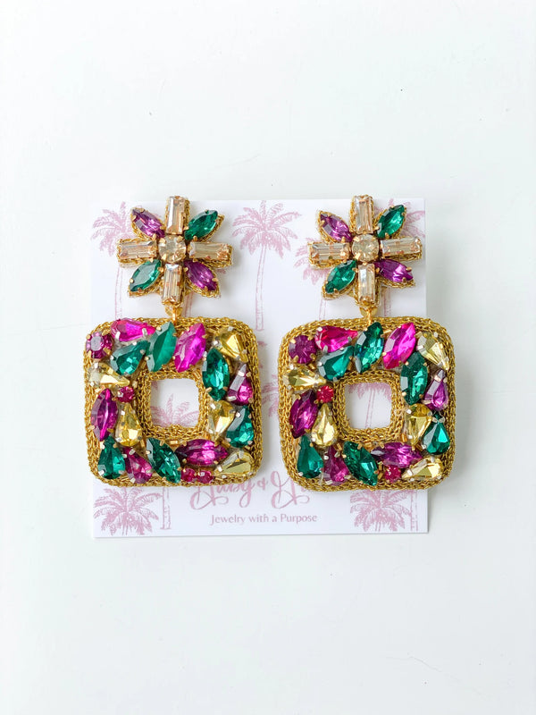 Victoria Mardi Gras Beaded Earrings