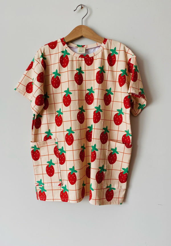 Strawberries T-Shirt Dress with Pockets
